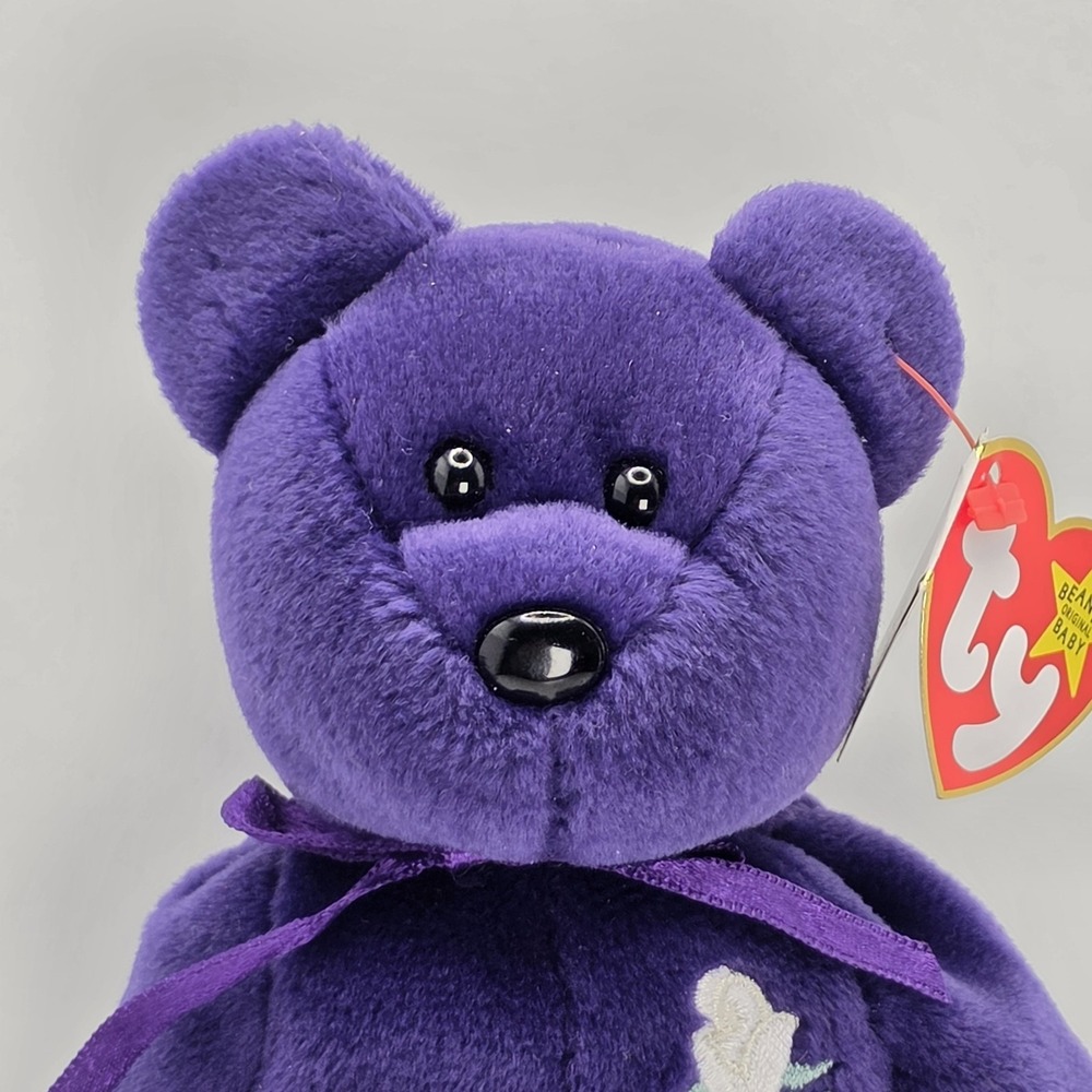 Ty Beanie Baby Princess Diana Bear 1997 Retired Purple Teddy Bear PE Pellets - Picture 2 of 15